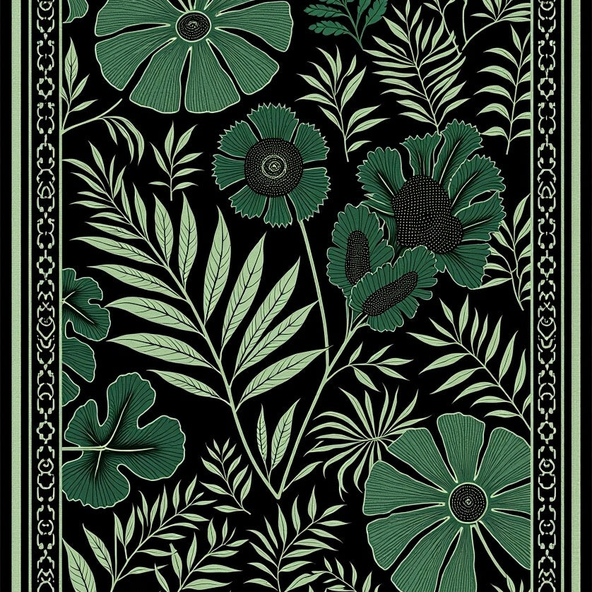 Tropical Midnight Jungle Exotic Flora Expedition (Black) - ODIKA