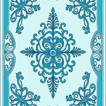 Vintage Damask Flourish with Ornamental Filigree Details (Light Blue) - ODIKA