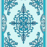 Vintage Damask Flourish with Ornamental Filigree Details (Light Blue) - ODIKA