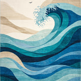 Chromatic Ocean Wave Dynamic Abstract Flow in and Sandy Beige(Blue)