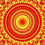 Vibrant Sunrise Medallion Swirl Tangerine Radial (Red) - ODIKA
