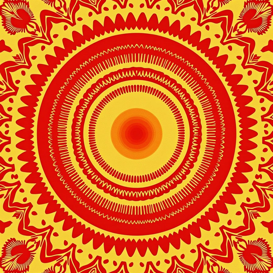 Vibrant Sunrise Medallion Swirl Tangerine Radial (Red) - ODIKA