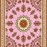 Autumn Wheat Sheaf Damask with Harvest Festival Ornamental Print(Pink)