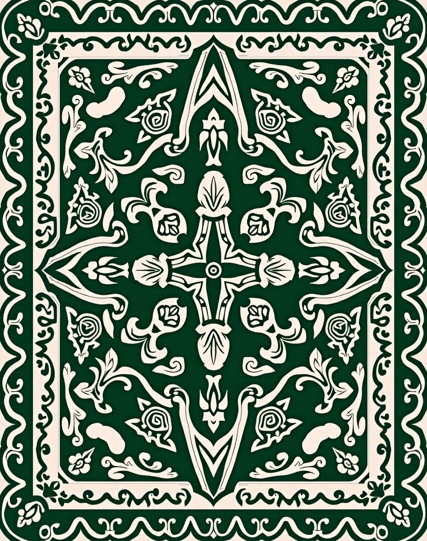 Elegant Floral Vintage Medallion Low Pile (Green) - ODIKA