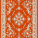 Traditional Damask with Ornamental Border and Classic Details (Orange) - ODIKA