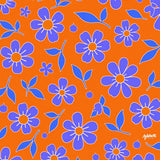 Abstract Garden Mosaic with Scattered Blossom Clusters(Orange)