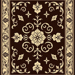 Elegant Damask Swirl Jacquard Traditional Ornate Sophisticated (Brown) - ODIKA