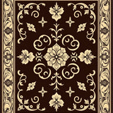 Elegant Damask Swirl Jacquard Traditional Ornate Sophisticated (Brown) - ODIKA