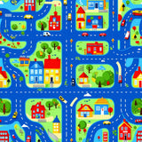 Brightly Colored City Journey Canvas(Blue)