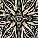 Abstract Botanical Burst with Fluid Leaf Swirls (Black) - ODIKA