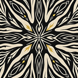 Abstract Botanical Burst with Fluid Leaf Swirls (Black) - ODIKA