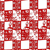 Festive Checkered Patchwork with Reindeer Details(Red)