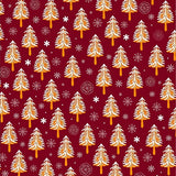 Enchanted Forest Snow Covered Pine Trees Christmas Themed(Red)