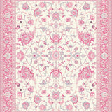 Bethlehem Traditional White Area with Delicate Pink Petals Design(Ivory)