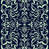 Botanical Vine Scroll Dense Modern Abstract Flowing Design (Blue)