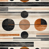 Abstract Circles Geometric Modern Rustic Warm Colors Area Beige Black(Beige)