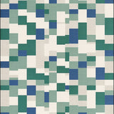Contemporary Checkered Featuring Overlapping Blue Green and Beige Blocks(Beige)