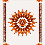 Sunburst Medallion with Aztec Border(Orange)