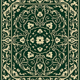 Botanical Vine Trellis with Ornate Blossom Filigree Motif(Green)