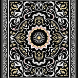 Abstract Petal Mosaic with Vintage Inspired Filigree Flourishes(Black)
