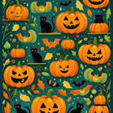 Mystical Halloween Area Rug Pumpkin Patch Design(Orange)