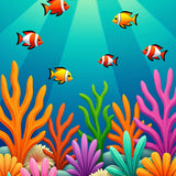 Seascape Voyage Exotic Reef Journey Swimming Creatures Pathway Art(Blue)