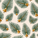 Pine Branch Doormat with Golden Bell Ornament Accents(Ivory)