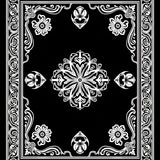 Floral Medallion Scrollwork with Ornate Detailing(Black)