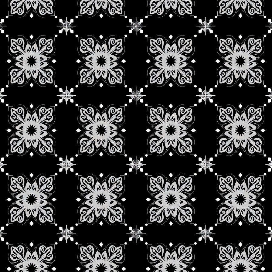 Elegant Damask Victorian Ornate Decorative (Black) - ODIKA