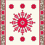Medallion Burst Tapestry with Intricate Floral Motifs and Ornate Details(Red)