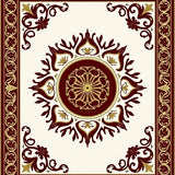 Filigree Medallion Surrounded by Heraldic Floral and Vinework(Brown)