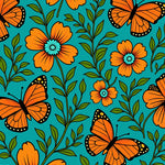 Botanical Monarch Dreamscape with Stylized Accents (Teal) - ODIKA