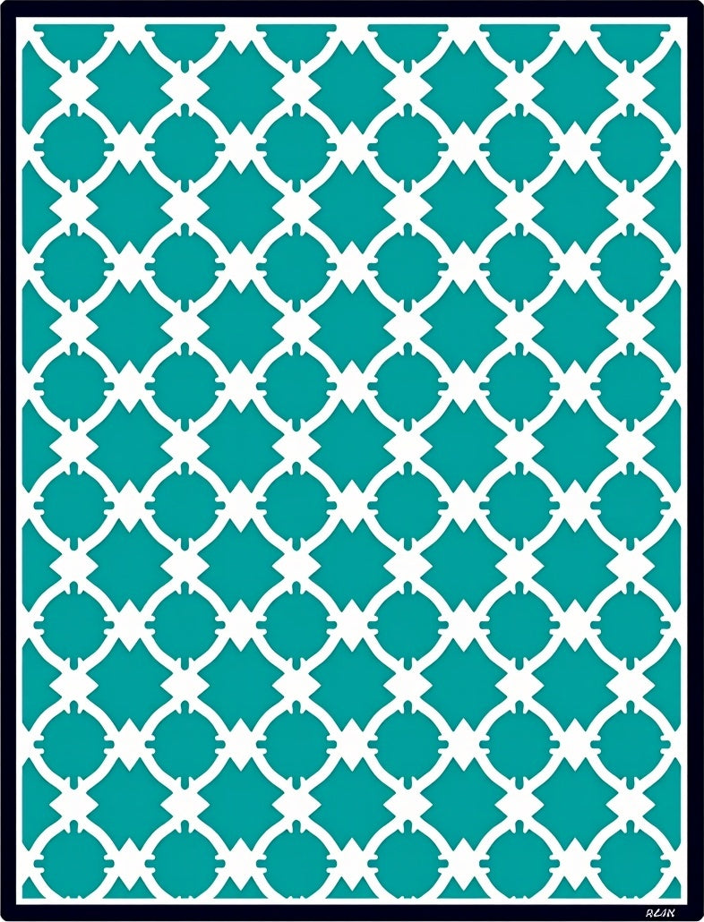 Modern Interlocking Trellis with Contrasting Border (Teal) - ODIKA