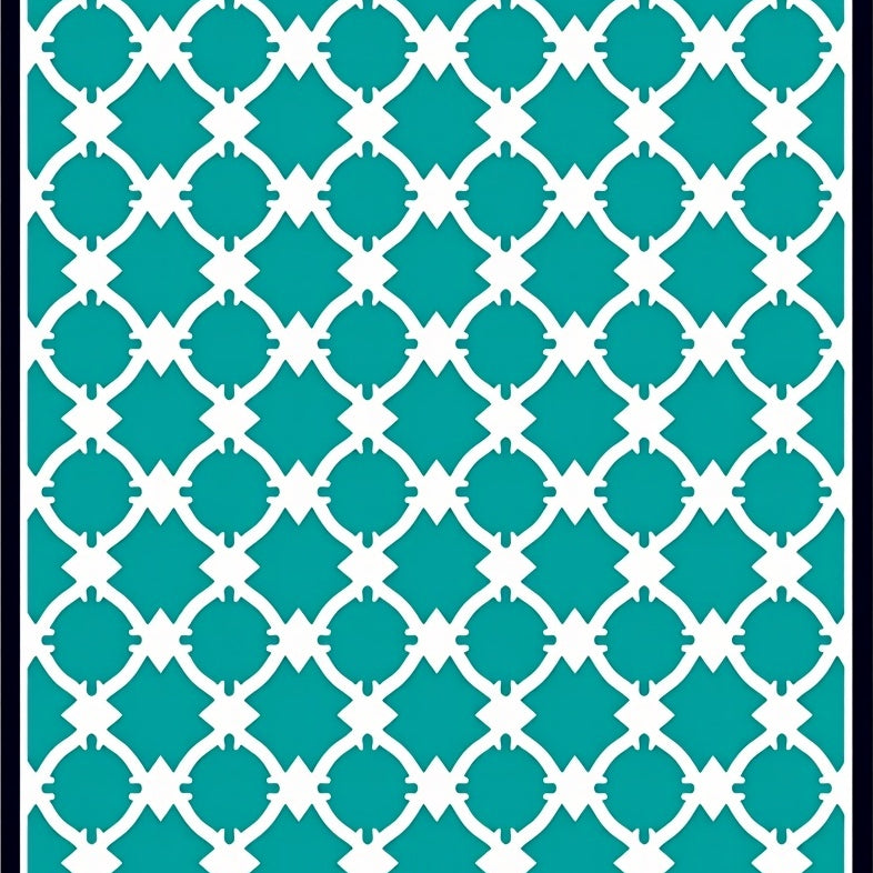 Modern Interlocking Trellis with Contrasting Border (Teal) - ODIKA