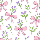 Whimsical Bow Featuring Wildflowers and Graceful Ribbons(Pink)