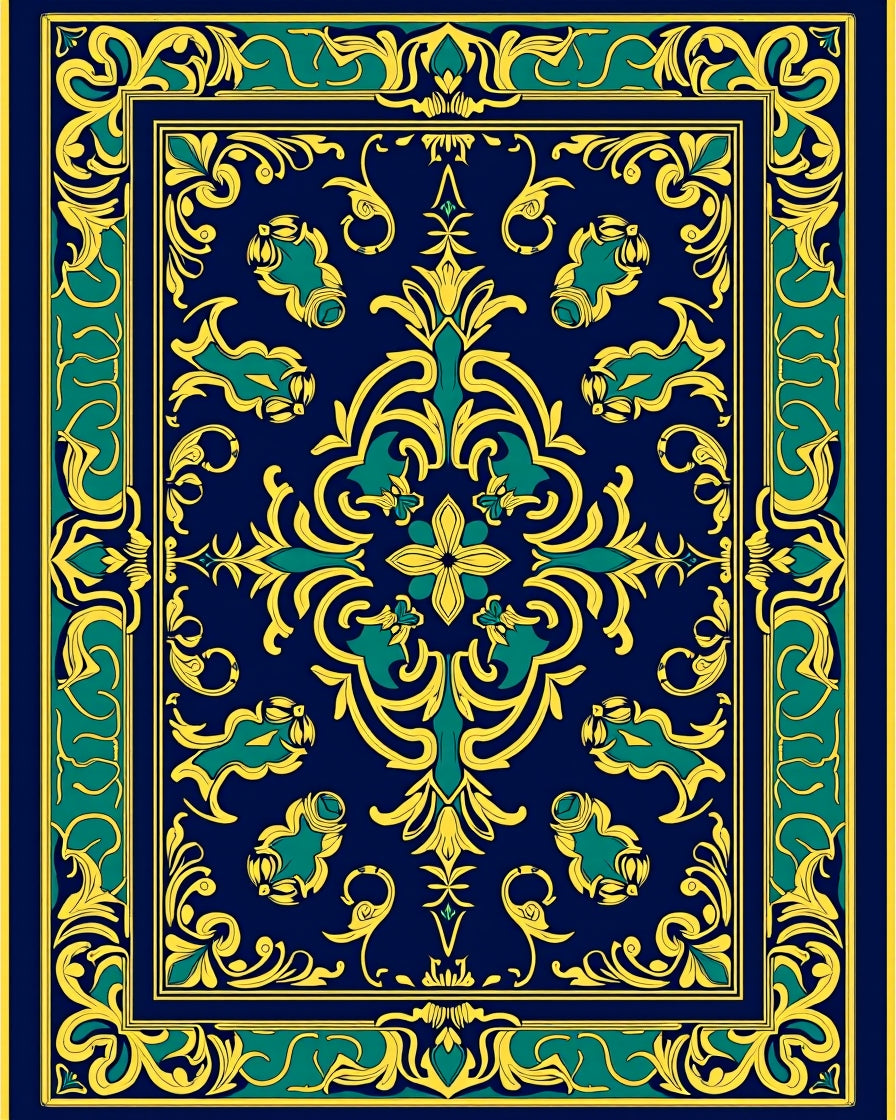 Damask Flourish Scroll with Baroque Ornamental Details (Gold) - ODIKA