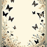 Enchanted Butterfly Garden Area with Floral Motifs for Whimsical Decor(Ivory)