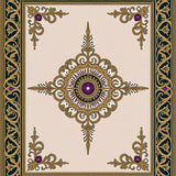 Heritage Trellis with Ornamental Filigree and Jewel Tone Embellishments(Beige)