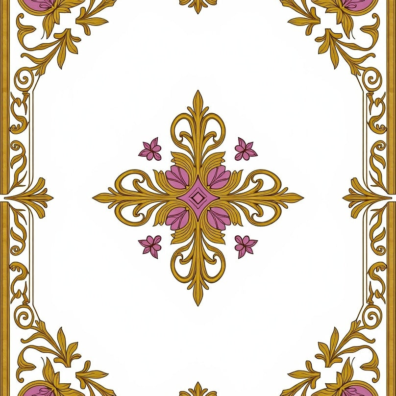 Damask Tapestry with Classical European Ornamental (Gold) - ODIKA