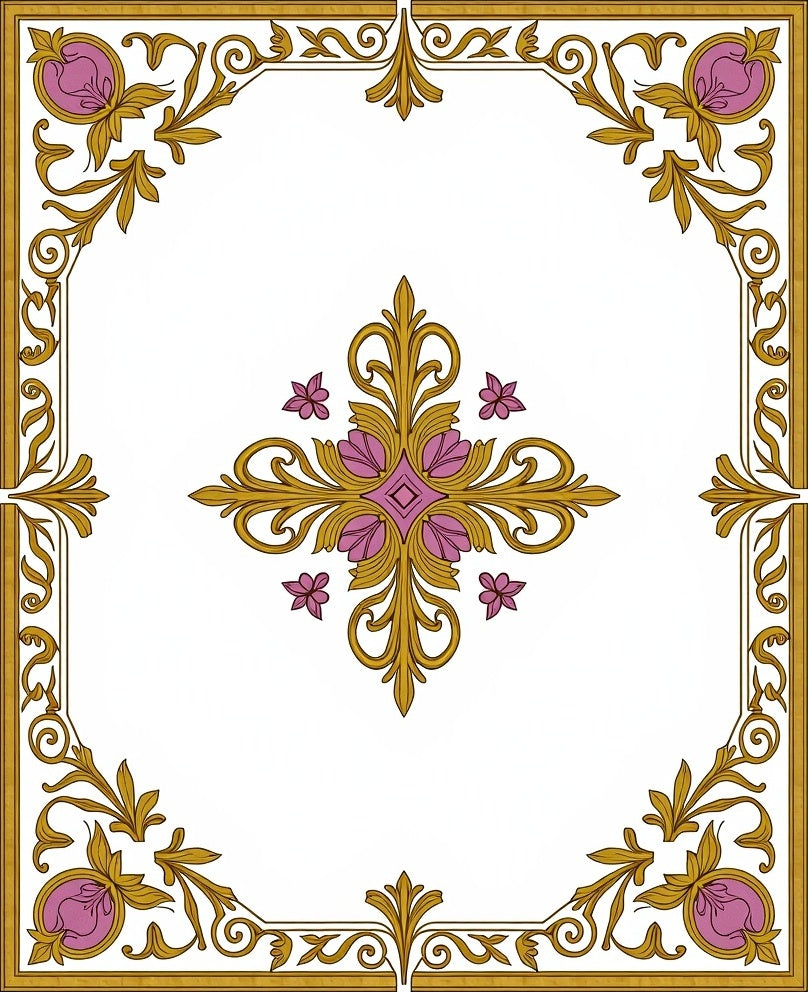 Damask Tapestry with Classical European Ornamental (Gold) - ODIKA