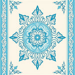 Whimsical Starburst Elegant Swirl Trellis Medallion Nouveau Floral (Blue) - ODIKA