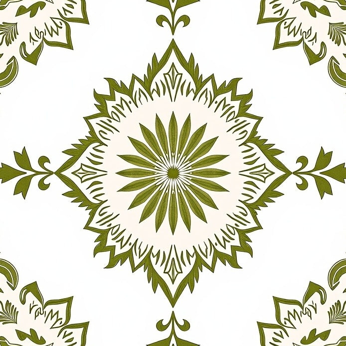 Vintage Botanical Medallion With Delicate Floral Embellishments (Ivory) - ODIKA