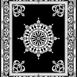 Retro Medallion Interlocking Motif with Stylized Scrollwork Accents(Black)