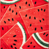 Juicy Watermelon Summer Area Rug Vibrant Red & Green Fruit Print Carpet(Red)