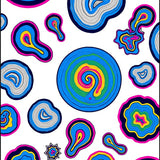 Tie Dye Spiral Medallions with Radiating Color Bursts (Blue) - ODIKA