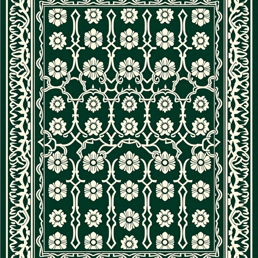 Artisan Lattice Vinework Medallion Motif (Green) - ODIKA