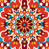 Eclectic Boho Starburst Medallion with Interlocking Petal Motifs(Red)