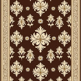 European Damask Tufted with Raised Floral Emblems(Brown)