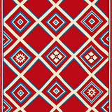 Abstract Chevron with Symmetrical Motifs(Red)