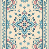 Boho Inspired Interlocking Floral Motifs with Subtle Distressed Effect(Beige)
